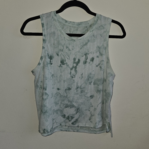 Lululemon Train To Be Tank Top in Rainstripe Sheer Cloud Wash Rainforest Green - Picture 4 of 5